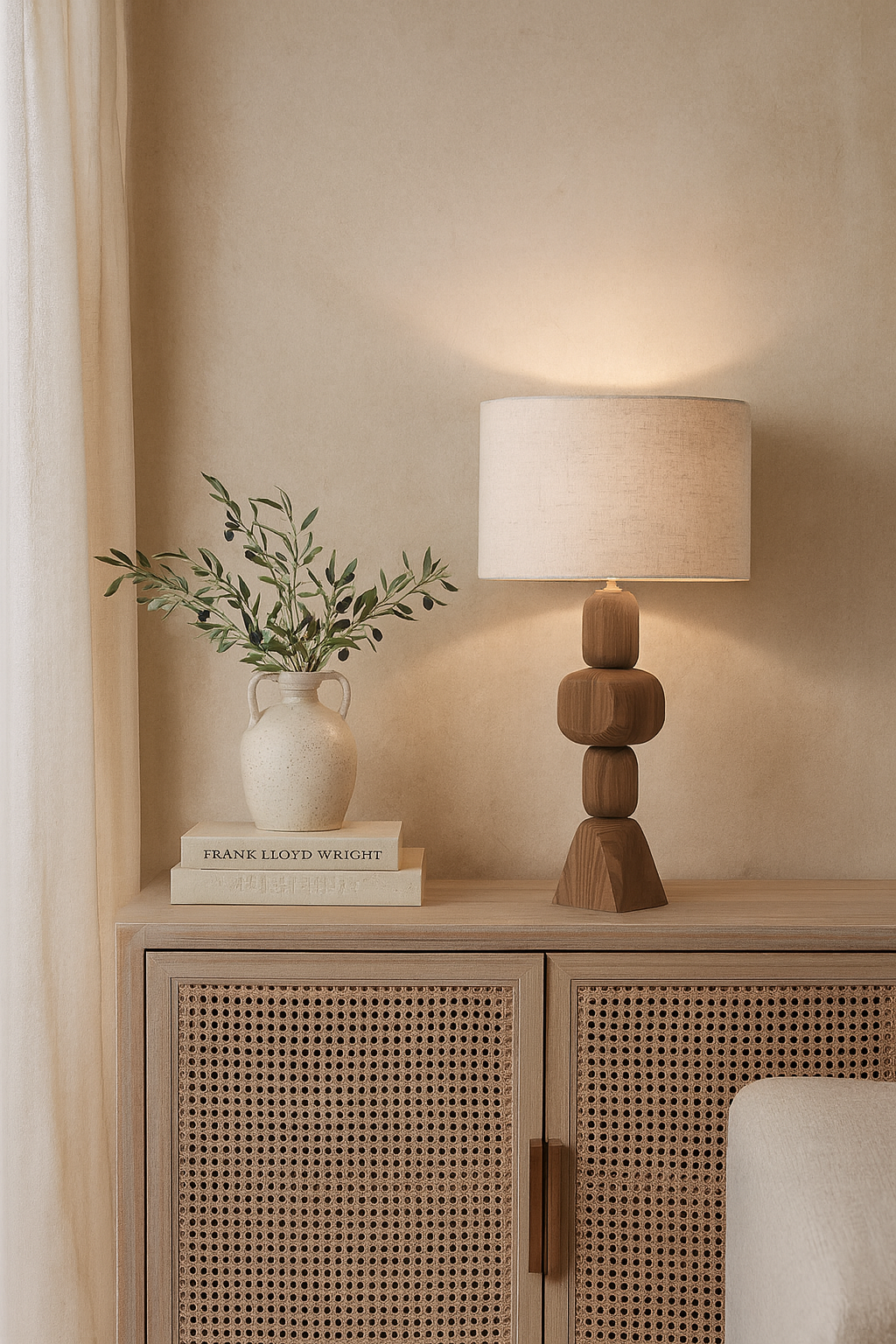 Lámpara de mesa Geométrica Madera Mango