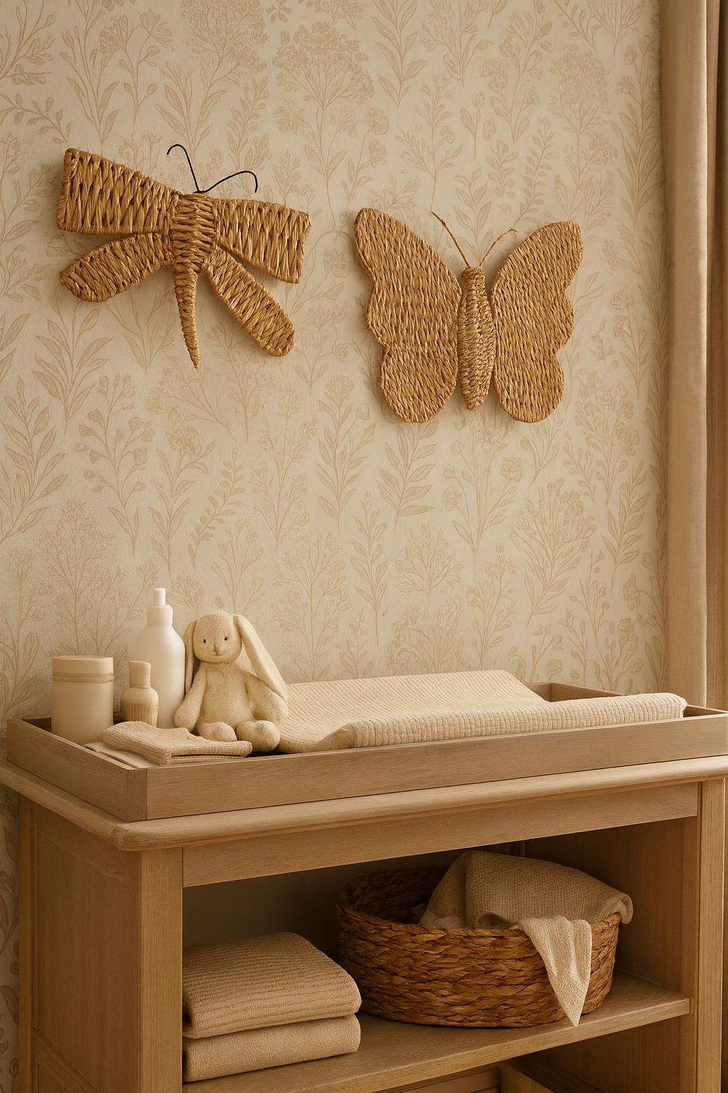 Decoración de Pared Mariposas Fibra Natural (2 Uds)