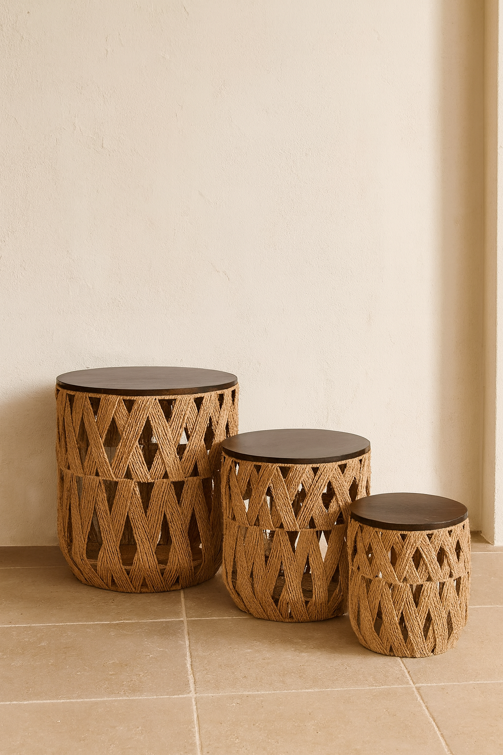 Juego de 3 mesas de centro con almacenaje