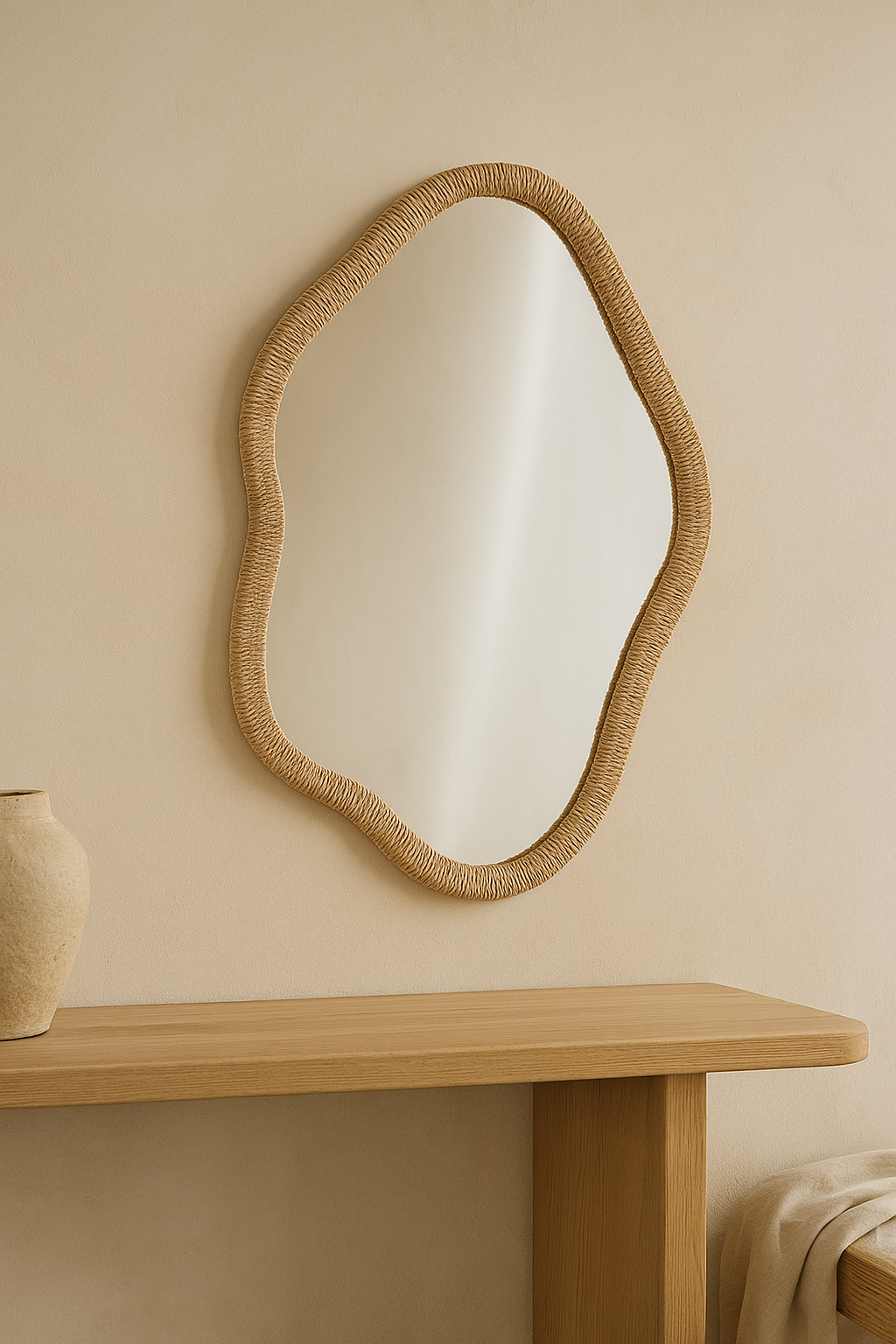 Espejo de pared Organic marco de ratán