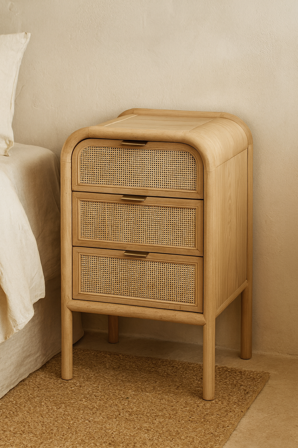 Mesita de Noche Ratán con cajones