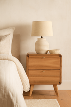 Mesita de Noche Madera de Acacia con cajones