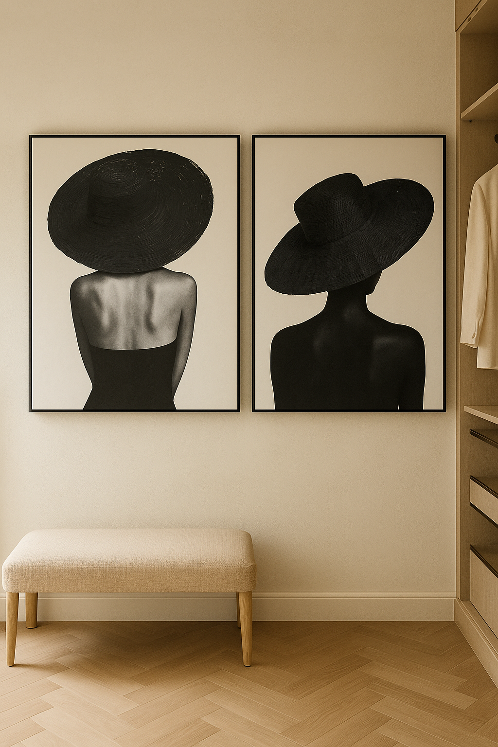 Lienzo Mujer Sombrero Moderno (2 Uds.)