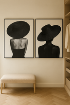 Lienzo Mujer Sombrero Moderno (2 Uds.)