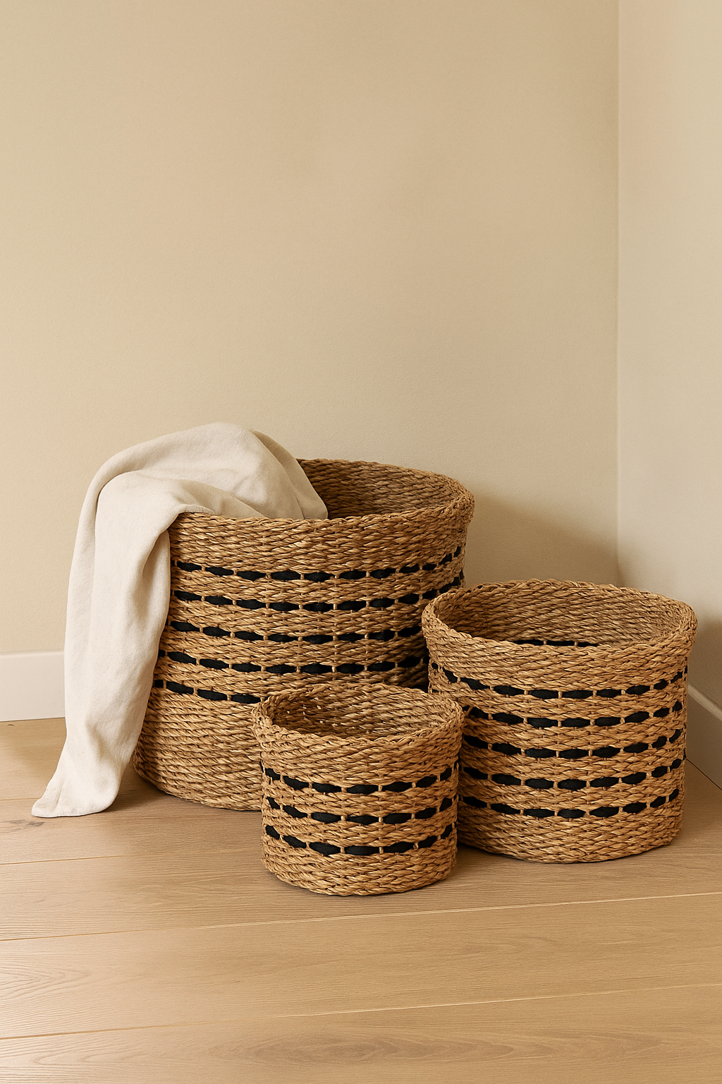 Cesta Decorativa Yute detalle negro (3 Uds)