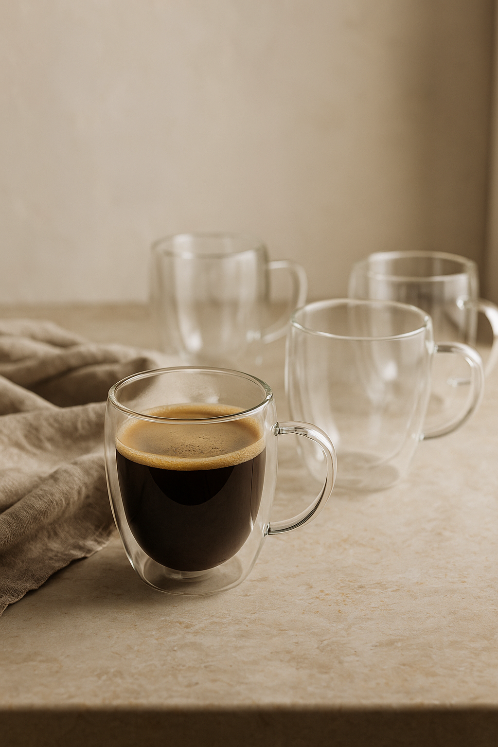 Taza Café Transparente doble vidrio 340 ml (6 Uds)