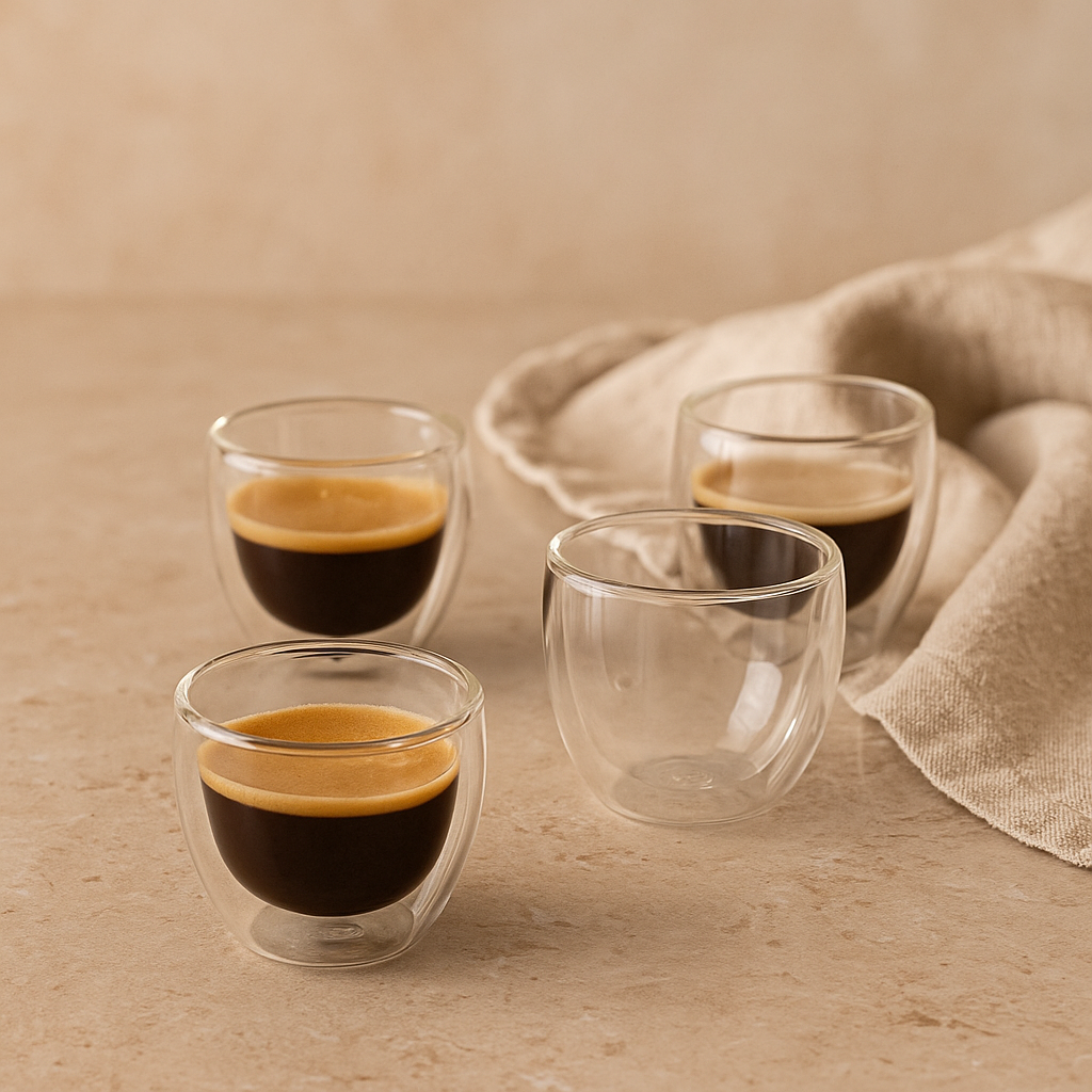 Taza Café Transparente doble vidrio 100ml (6 uds.)