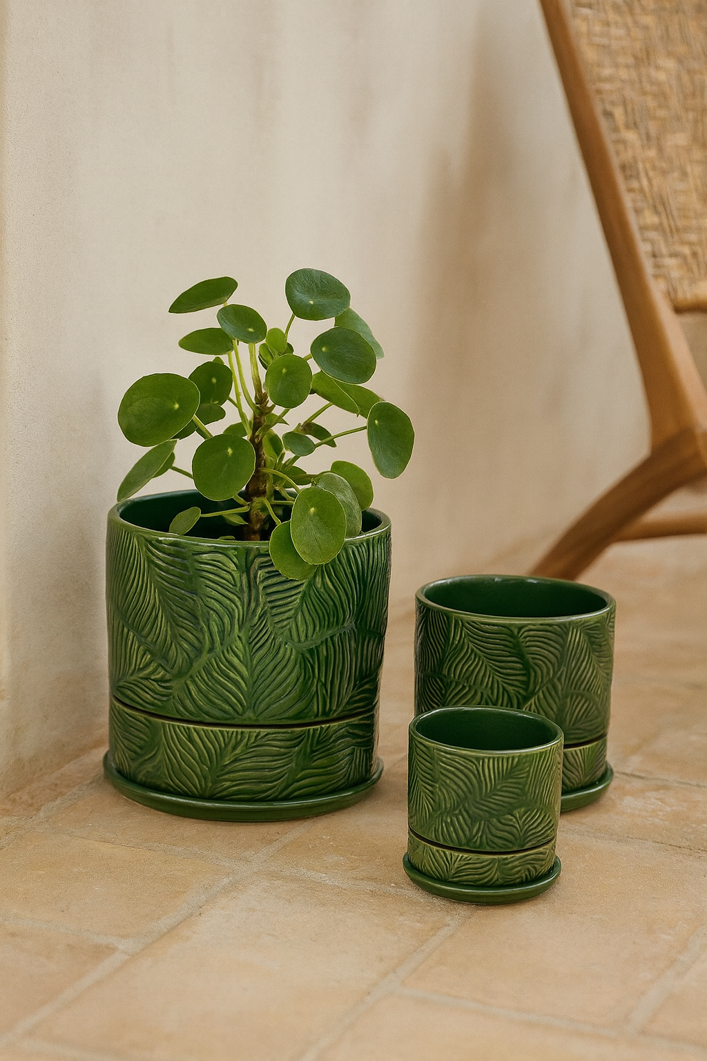 Macetero Tropical Verde (3 uds.)